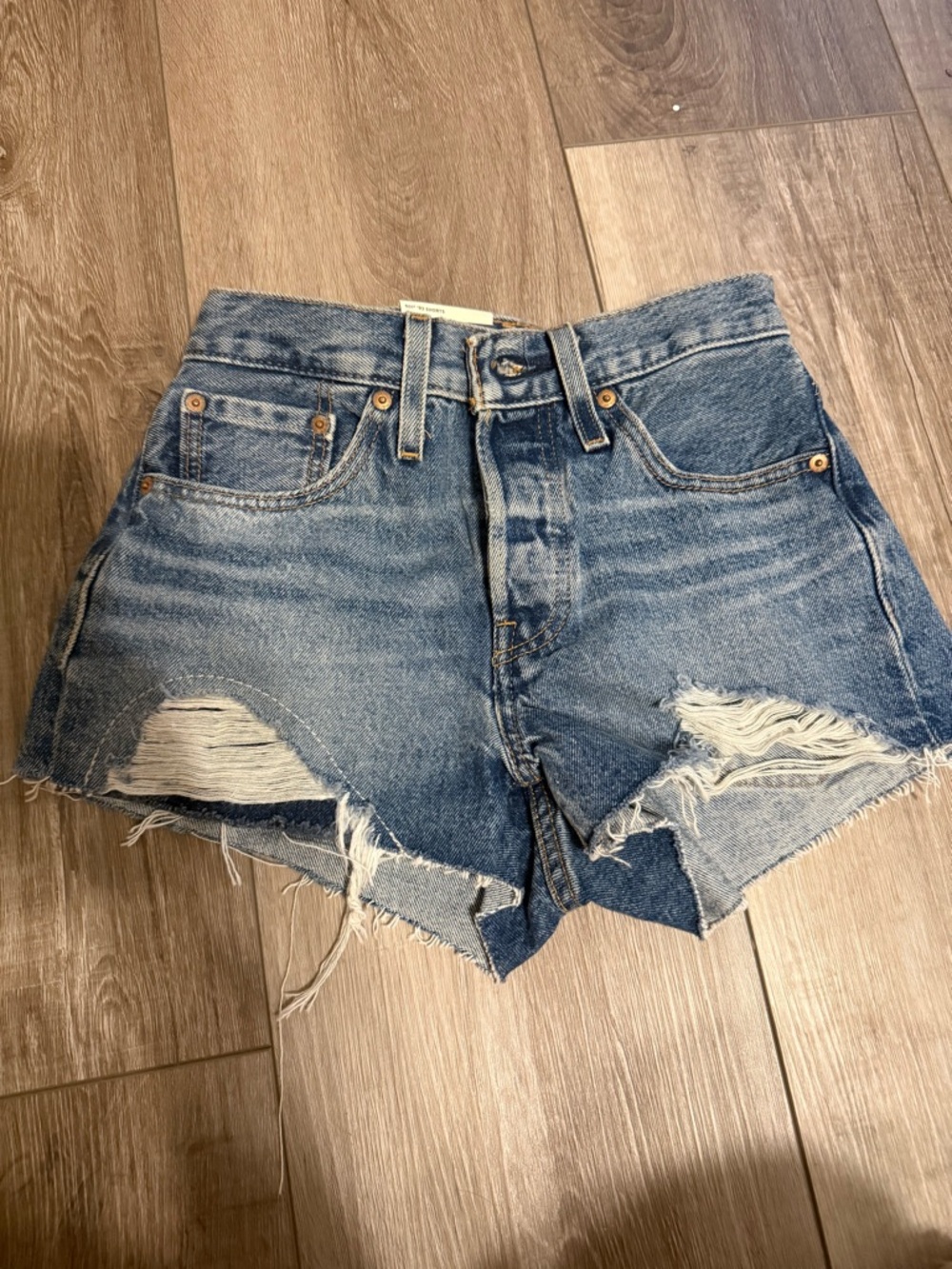 Levi's Distressed Blue Denim Cutoff Shorts